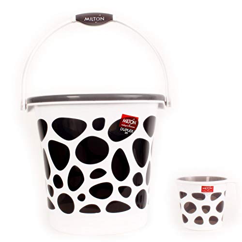 Milton Mozaic Plastic Bucket and Mug (25 L, Grey)