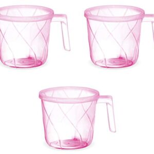Milton Plastic Plastic Transparent Bath Mug, 1 L (Purple) -Set of 3