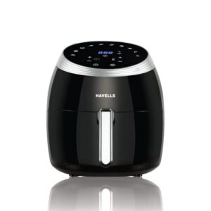 Havells Grande Air Fryer with Aero Crisp Technology, 6.5 Litre Large Pan Capacity, 10 Pre- Set Menu, Touch Screen, Digital Display & 2 Year Warranty, 6.5 liter, Black